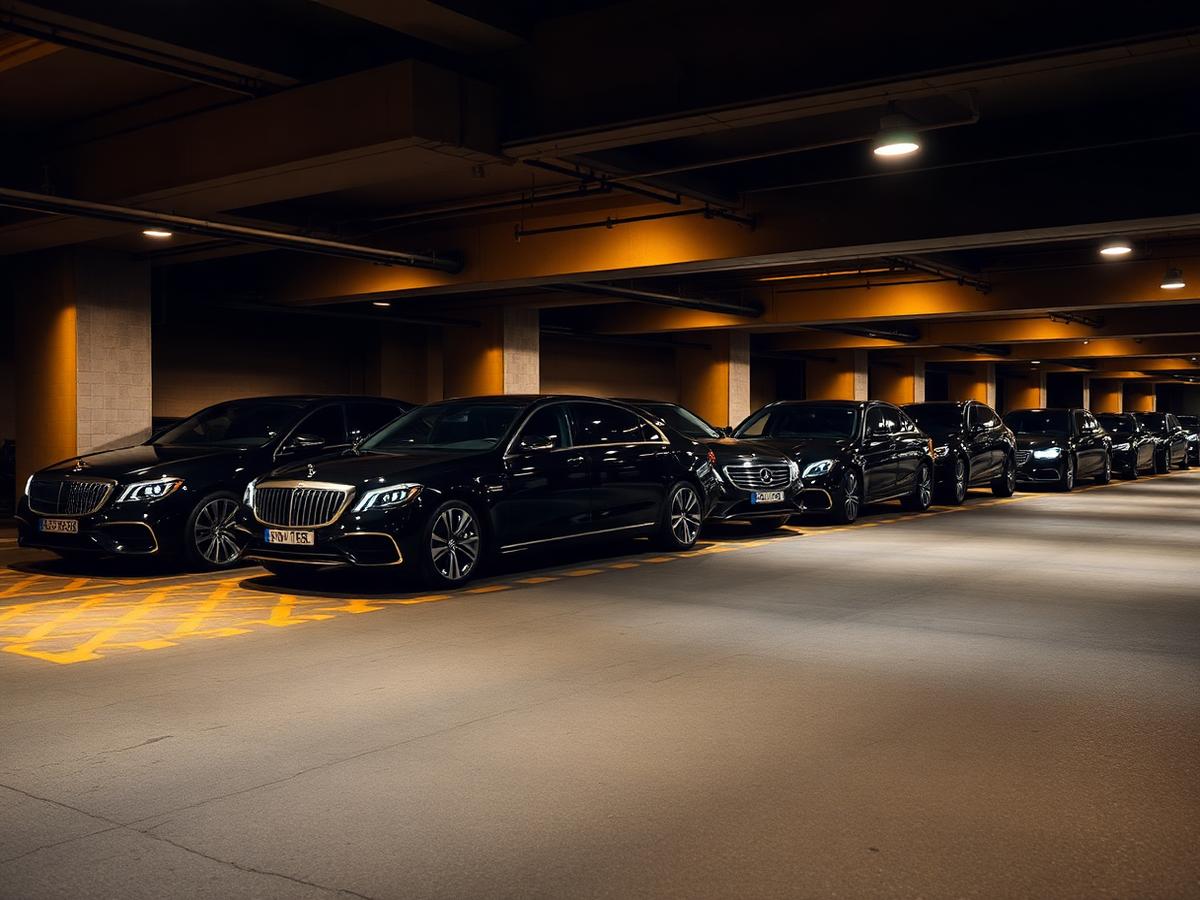 Fleet of black executive vehicles
